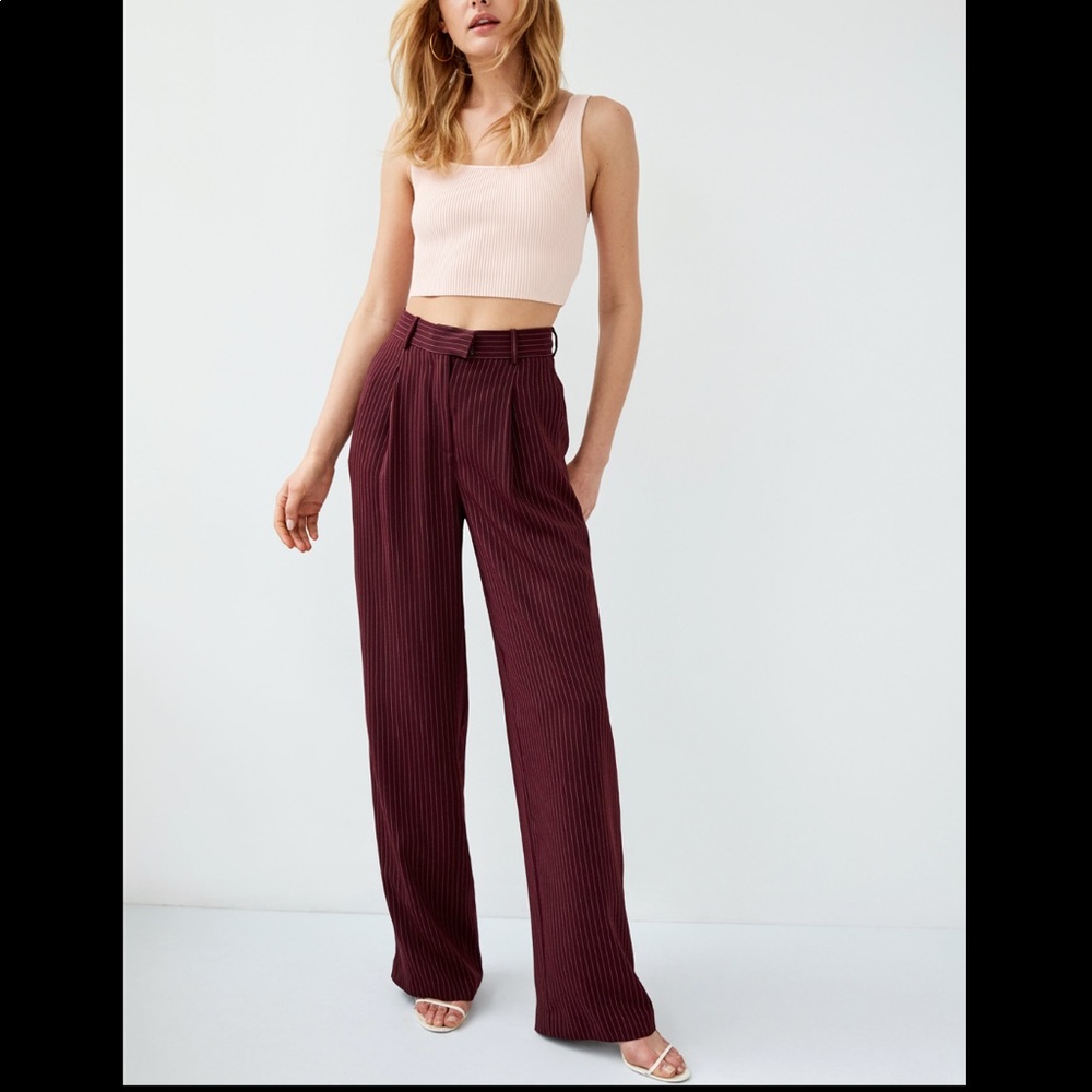 Aritzia Babaton Sadiki Wide Leg Pants Pinstripe